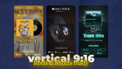 Music visualizer designs combining track artwork and audio-reactive graphics